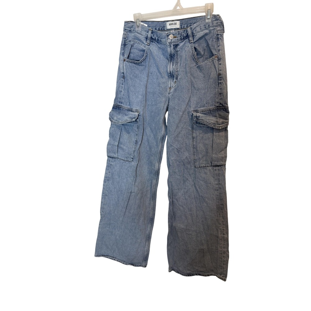 AGOLDE Minka Cargo Jeans Womens 28 Light‎ Wash High Rise Wide Leg Relaxed Denim